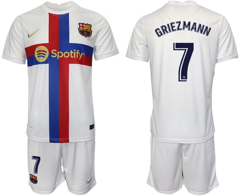 Men 2022-2023 Club Barcelona white away #7 Soccer Jersey